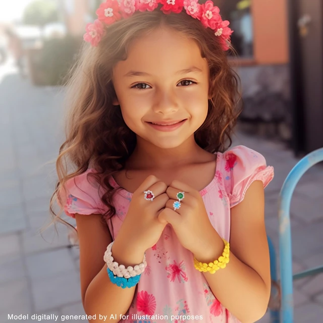 Alt view image 6 of 6 - Jewel Rings for Kids 24pc Adjustable No duplication Girl Pretend Play and Dress Up Rings