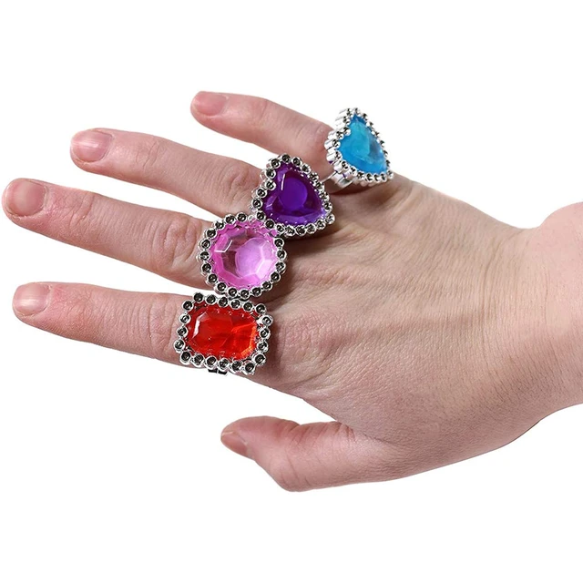 Alt view image 3 of 5 - 24-Pack Colorful Plastic Jewel Ring Adjustable Fake Rings Princess Rings Jewelry for Bridal Shower Girls Dress Accessories 1" Inch