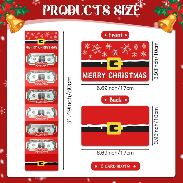 Alt view image 3 of 7 - 6Pcs Christmas Money Holders Cards Booklet for Christmas Cash Gifts | 6-Slot each Bill & Gift Card Holder for Xmas Gifts, Xmas Money Holder for Cash Gift Ideas