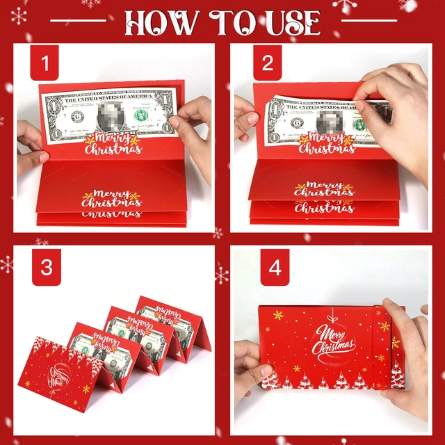 Alt view image 4 of 7 - 6Pcs Christmas Money Holders Cards Booklet for Christmas Cash Gifts | 6-Slot each Bill & Gift Card Holder for Xmas Gifts, Xmas Money Holder for Cash Gift Ideas