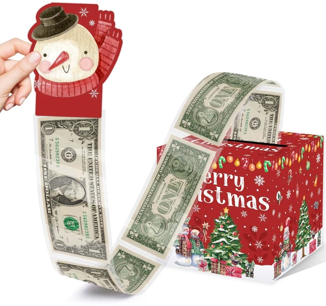 Main image of Christmas Party Surprise Gifts, Christmas Money Box for Cash Pull, Xmas Money Pull Box with Snowman Card and Transparent Bags, Xmas Cash Pull Boxes, Cash Pull Box for Kids Adults