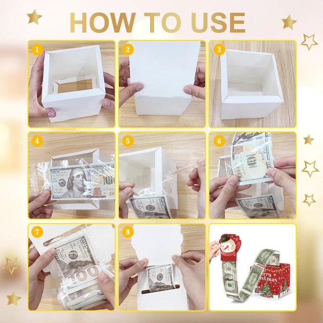 Alt view image 4 of 7 - Christmas Party Surprise Gifts, Christmas Money Box for Cash Pull, Xmas Money Pull Box with Snowman Card and Transparent Bags, Xmas Cash Pull Boxes, Cash Pull Box for Kids Adults