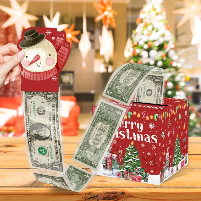 Alt view image 5 of 7 - Christmas Party Surprise Gifts, Christmas Money Box for Cash Pull, Xmas Money Pull Box with Snowman Card and Transparent Bags, Xmas Cash Pull Boxes, Cash Pull Box for Kids Adults