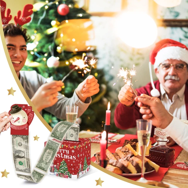 Alt view image 7 of 7 - Christmas Party Surprise Gifts, Christmas Money Box for Cash Pull, Xmas Money Pull Box with Snowman Card and Transparent Bags, Xmas Cash Pull Boxes, Cash Pull Box for Kids Adults