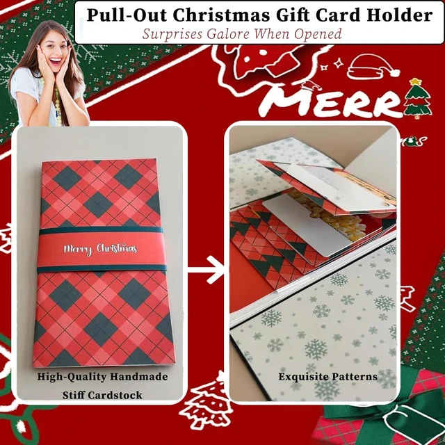 Alt view image 2 of 6 - Handmade Waterfall Christmas Gift Card Booklet, Christmas Envelope Booklet for Cash, ChristmasGifts Card Book, Xmas Holiday Party Supplies Gifts for Family Friends (2pcs)