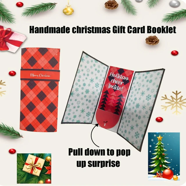 Alt view image 4 of 6 - Handmade Waterfall Christmas Gift Card Booklet, Christmas Envelope Booklet for Cash, ChristmasGifts Card Book, Xmas Holiday Party Supplies Gifts for Family Friends (2pcs)