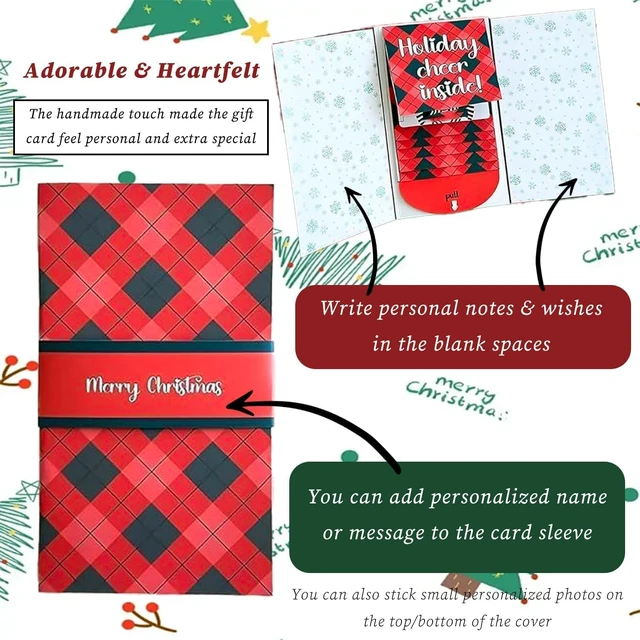 Alt view image 3 of 6 - Handmade Waterfall Christmas Gift Card Booklet, Christmas Envelope Booklet for Cash, ChristmasGifts Card Book, Xmas Holiday Party Supplies Gifts for Family Friends (2pcs)