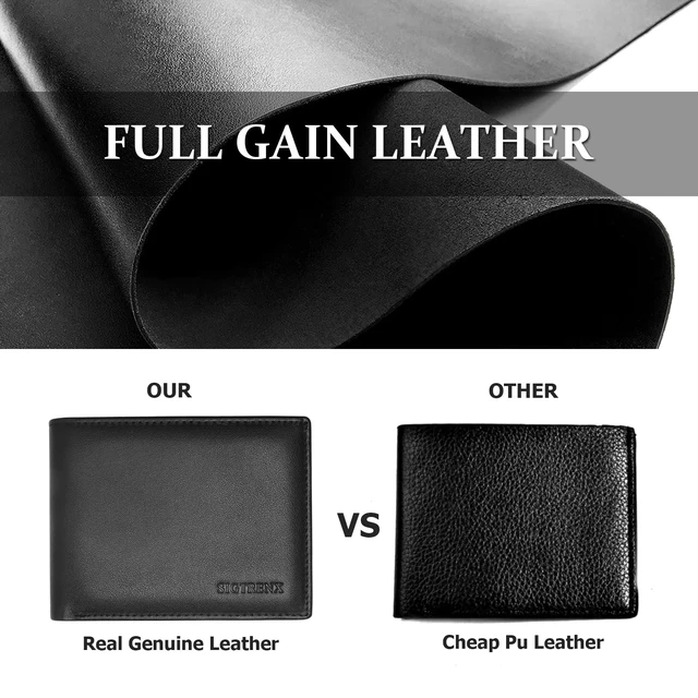 Alt view image 2 of 6 - Leather Wallets for Men, Genuine Leather Mens Wallet Bifold Rfid Blocking with 2 ID Windows (Black)