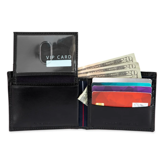 Alt view image 4 of 5 - mens Slim Leather Passcase Wallet With Removable ID Window Black Cambridge