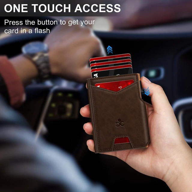 Alt view image 2 of 7 - Wallet for Men Wallet with Slim Pop Up Card Holder 9-13 Cards, Bifold Minimalist Smart Wallet RFID Blocking Credit Card Holder with ID Window & Stretchable Cash Slot Compact Metal Aluminum Card Case