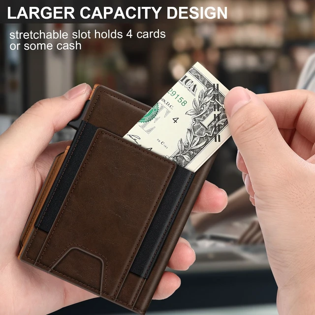 Alt view image 4 of 7 - Wallet for Men Wallet with Slim Pop Up Card Holder 9-13 Cards, Bifold Minimalist Smart Wallet RFID Blocking Credit Card Holder with ID Window & Stretchable Cash Slot Compact Metal Aluminum Card Case