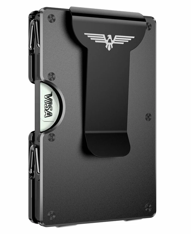Main image of Upgraded Hinged Minimalist Wallet for Men, RFID Blocking Wallet | Slim Metal Aluminum, Credit Card Holder, Money Clip Holds 20 Cards, Premium Scratch-Resistant Finish, Ideal Gift for Men