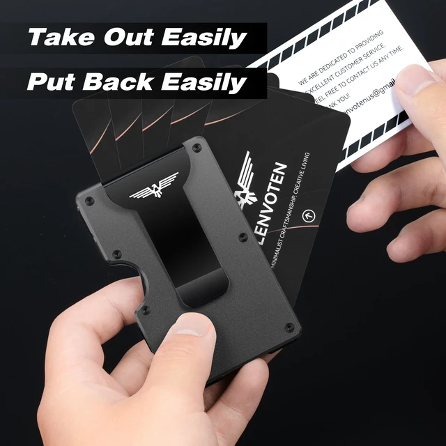 Alt view image 2 of 7 - Upgraded Hinged Minimalist Wallet for Men, RFID Blocking Wallet | Slim Metal Aluminum, Credit Card Holder, Money Clip Holds 20 Cards, Premium Scratch-Resistant Finish, Ideal Gift for Men