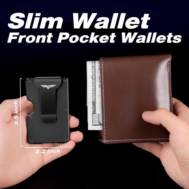 Alt view image 6 of 7 - Upgraded Hinged Minimalist Wallet for Men, RFID Blocking Wallet | Slim Metal Aluminum, Credit Card Holder, Money Clip Holds 20 Cards, Premium Scratch-Resistant Finish, Ideal Gift for Men
