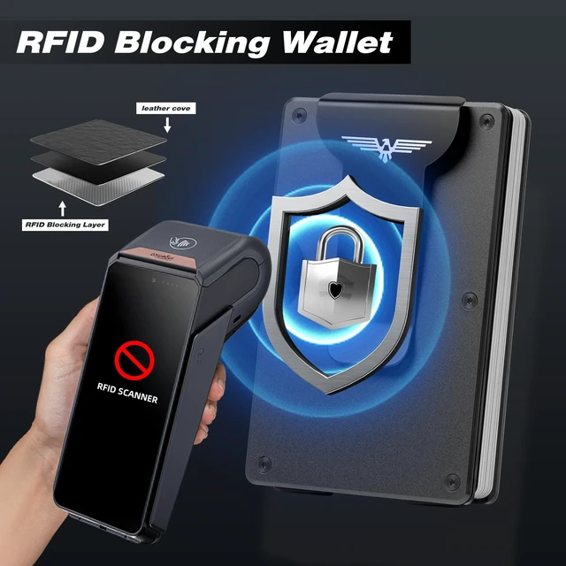 Alt view image 7 of 7 - Upgraded Hinged Minimalist Wallet for Men, RFID Blocking Wallet | Slim Metal Aluminum, Credit Card Holder, Money Clip Holds 20 Cards, Premium Scratch-Resistant Finish, Ideal Gift for Men