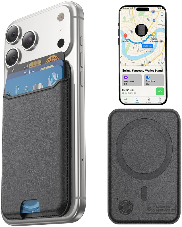 Main image of for MagSafe Wallet, Works with Apple Find My,4 Card Holder, Magnetic Phone Wallet for iPhone 17/16/15/14/13/12 Pro Max Air Plus Series, RFID Blocking Vegan Leather,Black