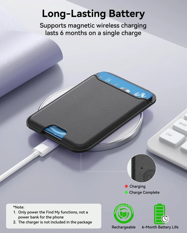 Alt view image 5 of 7 - for MagSafe Wallet, Works with Apple Find My,4 Card Holder, Magnetic Phone Wallet for iPhone 17/16/15/14/13/12 Pro Max Air Plus Series, RFID Blocking Vegan Leather,Black