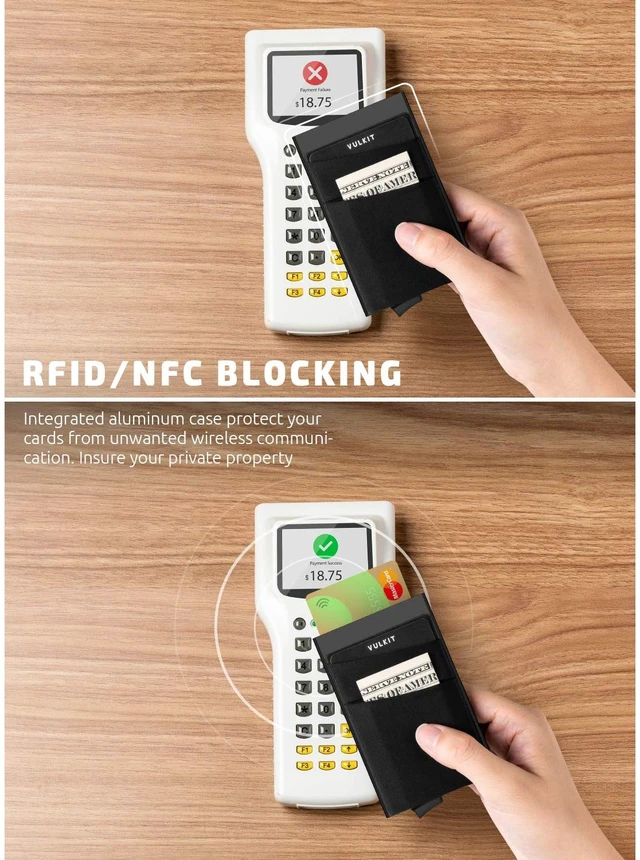 Alt view image 3 of 6 - Card Holder with Money Pocket Pop Up Wallet RFID Blocking Slim Metal Bank Card Case Holds 5 Cards and Notes (Black)