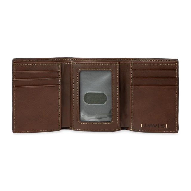 Alt view image 4 of 7 - Men's Trifold Wallet-Sleek and Slim Includes Id Window and Credit Card Holder, Brown Stitch, One Size