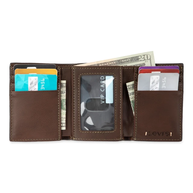 Alt view image 6 of 7 - Men's Trifold Wallet-Sleek and Slim Includes Id Window and Credit Card Holder, Brown Stitch, One Size