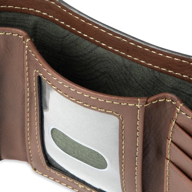 Alt view image 5 of 7 - Men's Trifold Wallet-Sleek and Slim Includes Id Window and Credit Card Holder, Brown Stitch, One Size