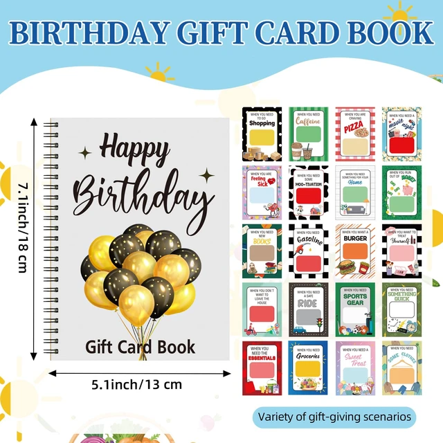 Alt view image 2 of 7 - Happy Birthday Gift Card Book 7x5" Organizer, Classic | Spiral Bound Card Book, 7"x5" Greeting Album for Personalized Memories, DIY Personalized Gifts for Family Friends