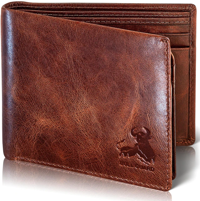 Main image of RFID Blocking Bifold Mens Wallet Premium Top Grain Leather Brown Extra Capacity Wallet for Men Genuine Leather Western Brown, 11+ Cards, Flip Up ID Window, Gift For Men in Nice Gift Box