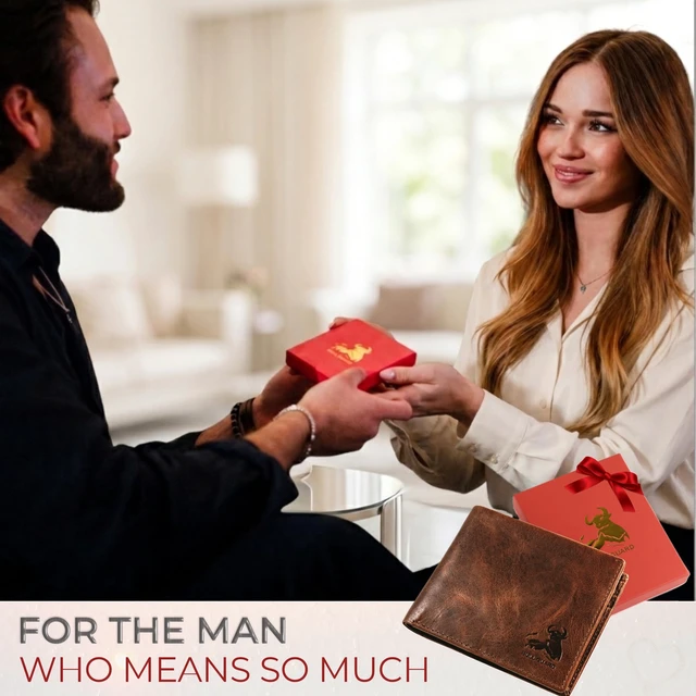 Alt view image 7 of 7 - RFID Blocking Bifold Mens Wallet Premium Top Grain Leather Brown Extra Capacity Wallet for Men Genuine Leather Western Brown, 11+ Cards, Flip Up ID Window, Gift For Men in Nice Gift Box