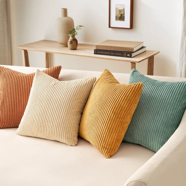 Alt view image 4 of 7 - Decorative Throw Pillow Covers Cushion Cases, Set of 4 Soft Velvet Modern Double-Sided Designs, Mix and Match for Boho Farmhouse Fall Home Decor (18x18 inch, Orange/Teal)