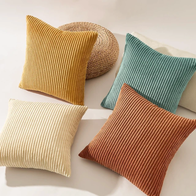 Alt view image 5 of 7 - Decorative Throw Pillow Covers Cushion Cases, Set of 4 Soft Velvet Modern Double-Sided Designs, Mix and Match for Boho Farmhouse Fall Home Decor (18x18 inch, Orange/Teal)