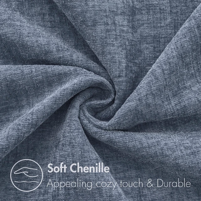 Alt view image 2 of 6 - Soft Chenille Throw Pillow Covers Dark Grey Blue 18x18 Pack of 2 | Modern Coastal Home Decor, Classic Decorative Pillows, Solid Dyed Cases, Boho Couch Cushion Covers for Sofa Bed Living Room