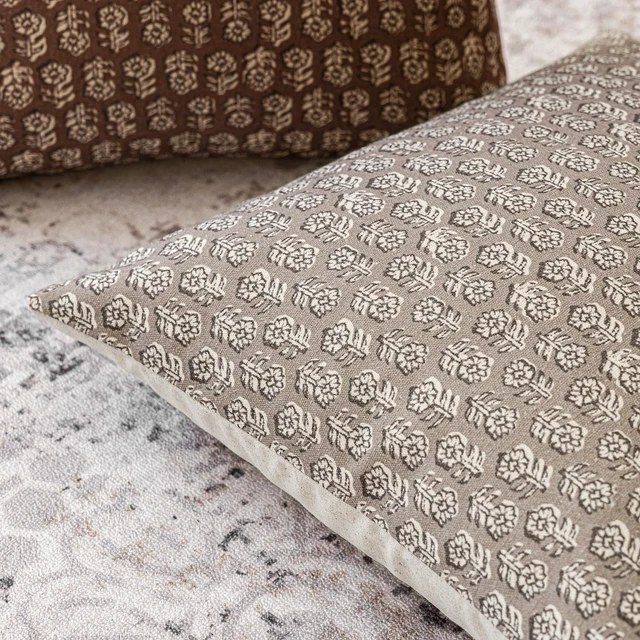 Alt view image 3 of 7 - Decorative Floral Print Throw Pillow Covers 18×18 Inch,Tan Taupe | Set of 2 Vintage Accent Farmhouse Cushion Covers,Boho Neutral Pillowcase,Home Decor for Sofa Chair Couch Bedroom Living Room