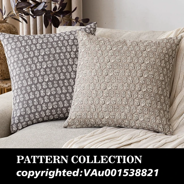 Alt view image 4 of 7 - Decorative Floral Print Throw Pillow Covers 18×18 Inch,Tan Taupe | Set of 2 Vintage Accent Farmhouse Cushion Covers,Boho Neutral Pillowcase,Home Decor for Sofa Chair Couch Bedroom Living Room