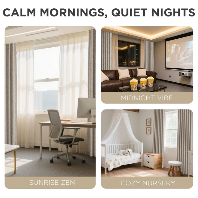 Alt view image 7 of 7 - 100% Blackout Curtains for Bedroom - Nature Linen 84 Inch Long | Light Blocking 2 Panels Set, Rod Pocket & Back Tabs Living Room Drapes, Thermal Insulated Room Darkening Window Curtains