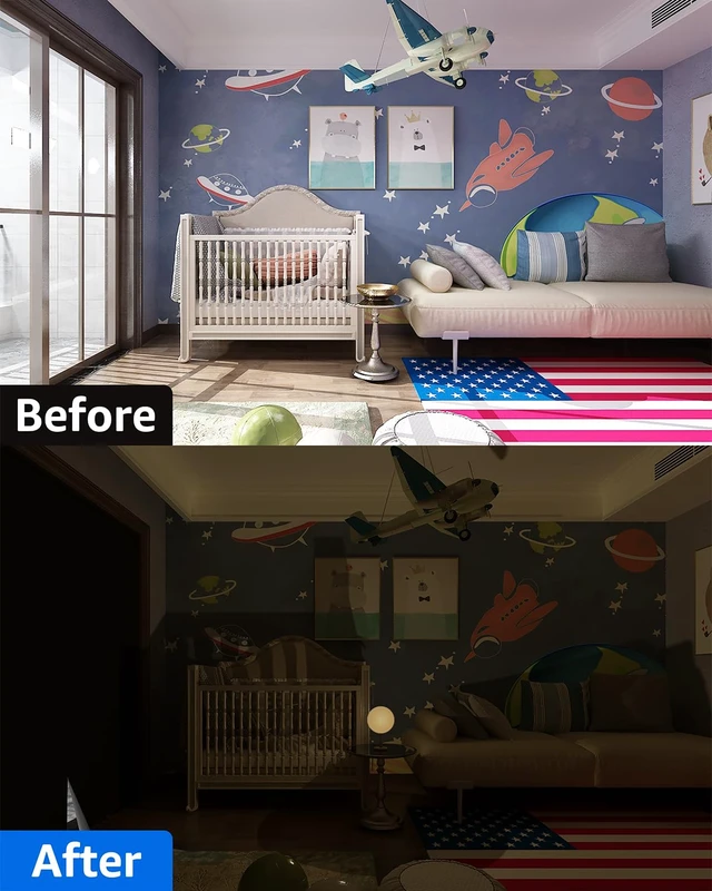 Alt view image 6 of 7 - Blackout Curtains for Bedroom Portable 42"x60" Blackout Shades | 100% Black Out Window Cover No Drill with Upgraded Hook&Loop Tapes Thermal Insulated Blinds for Home,Nursery(1 Panel,Black)