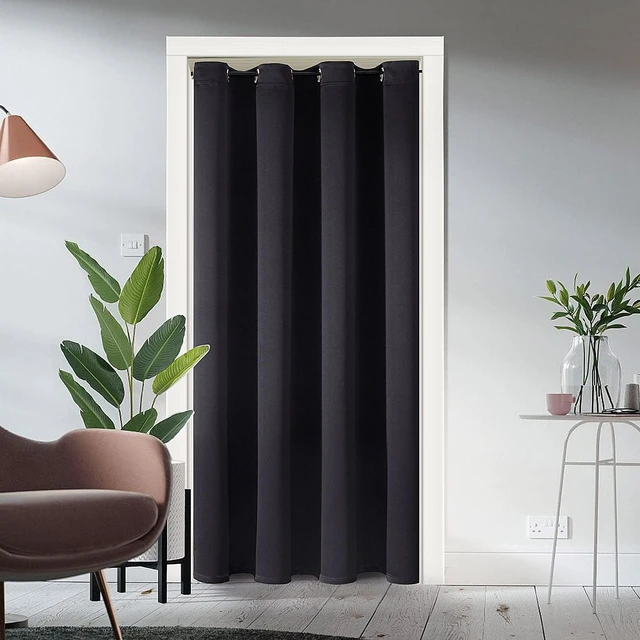 Main image of Blackout Curtains Door Curtain for Doorway Privacy Closet Drapes | 34W x 80L, Black, for Living Room/Bedroom Closet Door, Thermal Insulate Temporary Doorway Single Curtain Drapes, 1 Panel