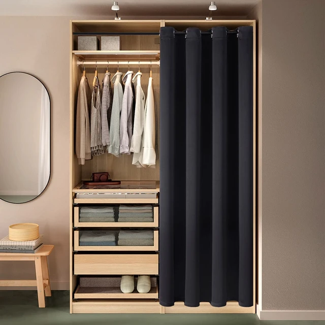 Alt view image 3 of 7 - Blackout Curtains Door Curtain for Doorway Privacy Closet Drapes | 34W x 80L, Black, for Living Room/Bedroom Closet Door, Thermal Insulate Temporary Doorway Single Curtain Drapes, 1 Panel