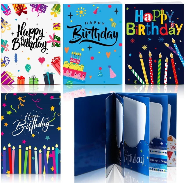 Main image of 4 Set Birthday Gift Card Booklet Mini Money Holder Book | Multiple Slots for Cash, Booklet Party Favors, Surprise Card Sleeve Book, Teacher Employee Appreciation Gift, Folding Design