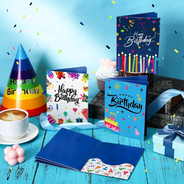 Alt view image 2 of 7 - 4 Set Birthday Gift Card Booklet Mini Money Holder Book | Multiple Slots for Cash, Booklet Party Favors, Surprise Card Sleeve Book, Teacher Employee Appreciation Gift, Folding Design