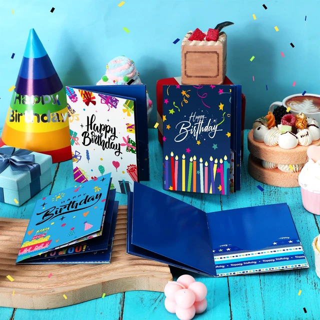 Alt view image 4 of 7 - 4 Set Birthday Gift Card Booklet Mini Money Holder Book | Multiple Slots for Cash, Booklet Party Favors, Surprise Card Sleeve Book, Teacher Employee Appreciation Gift, Folding Design