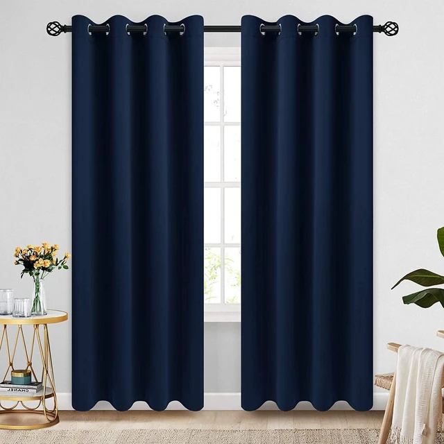 Main image of Grommet Blackout Room Darkening Navy Blue Curtains 84 inch Length | Light Blocking,Insulated Thermal,Curtains for Bedroom/Living Room,Thick Polyester Window Drapes,52x84 inches,2 Panels