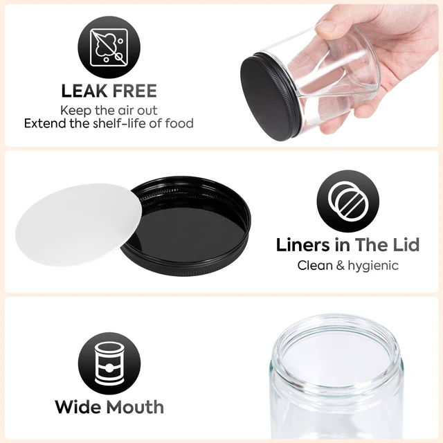 Alt view image 3 of 7 - 12 Pack 8 OZ Thick Clear Candle Jars For Making Candle, Thick Glass Jars with Lids - Empty Round Food Storage Containers, Canning Jar For Spice, Liquid, Sample - Leakproof & Food Grade
