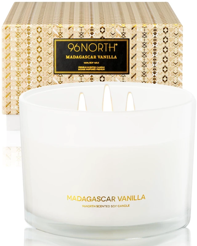 Main image of Luxury Vanilla Soy Candles | Large 3 Wick Jar Candle | Up to 50 Hours Burning Time | 100% Natural Soy Wax | Relaxing Aromatherapy Aesthetic Candle | Housewarming Gift for Men and Women