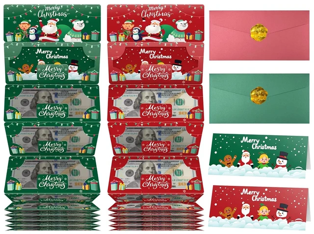 Main image of 2PCS Christmas Money Gift Cards Envelope for Cash, Money Holder with 10 Slots for Cash, Surprise Christmas Xmas Party Gifts for Men Women Girls Boys