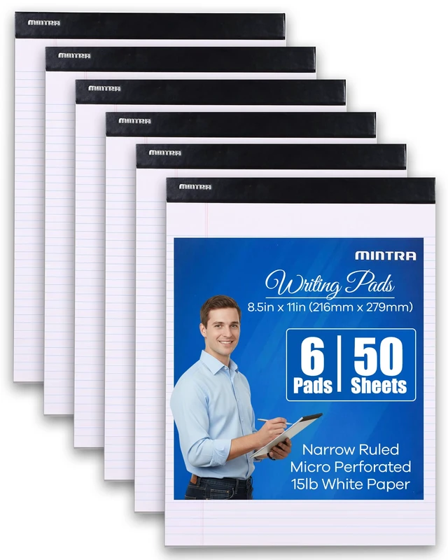 Alt view image 4 of 4 - White Legal Pads Ruled Notepads and Micro-Perforated Sheets, Ideal for Writing, Note-Taking & Creativity, Office, or Professional Use, Basic Pad 6 pack, 8.5"x11" (Narrow Ruled)