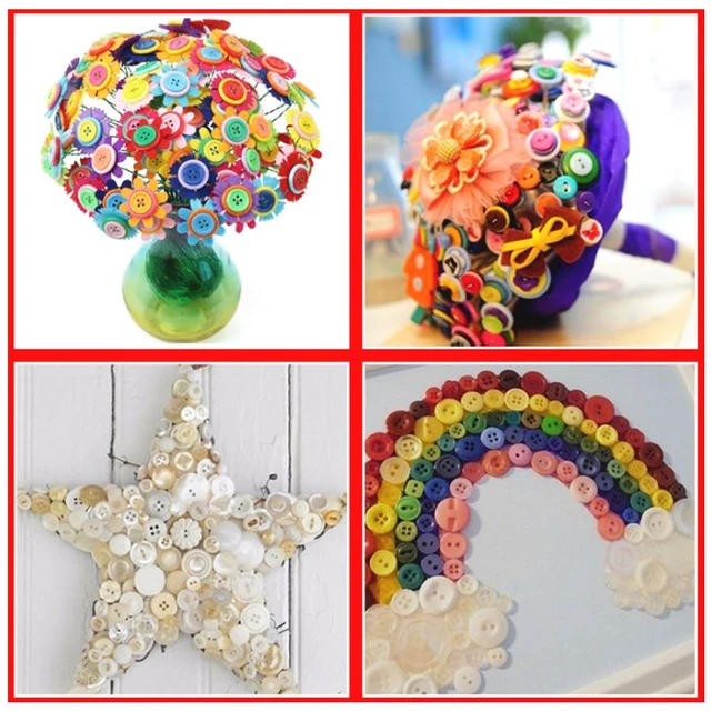 Alt view image 2 of 5 - 500-700 PCS Assorted Mixed Color Resin Buttons, 2 and 4 Holes Round Craft | Buttons for Sewing DIY Crafts Manual Button Painting,DIY Handmade Ornament