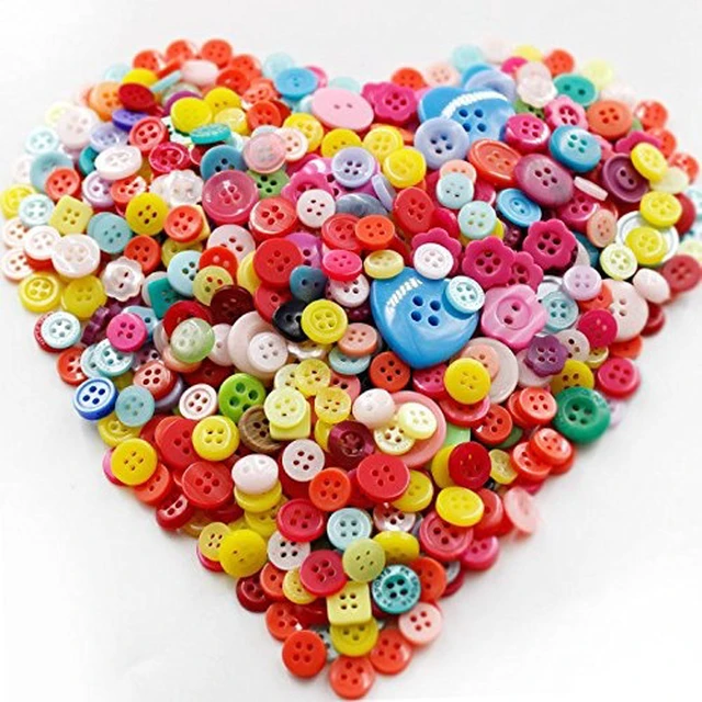 Alt view image 3 of 5 - 500-700 PCS Assorted Mixed Color Resin Buttons, 2 and 4 Holes Round Craft | Buttons for Sewing DIY Crafts Manual Button Painting,DIY Handmade Ornament