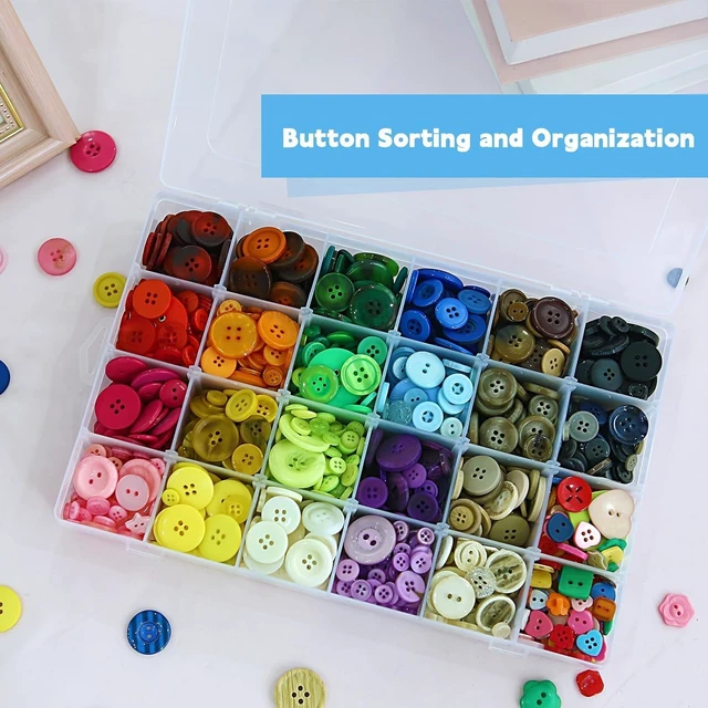 Alt view image 7 of 7 - 1500pcs Mixed Size Round Resin Buttons, 12 Color Assorted Craft Buttons Set | Assorted Sizes for Manual Painting, Sensory Play, School Projects, DIY Ornaments, Craft Charms