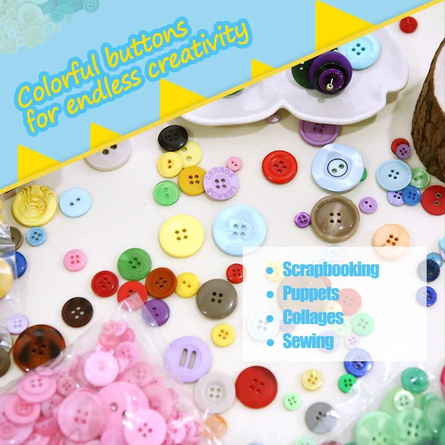 Alt view image 4 of 7 - 1500pcs Mixed Size Round Resin Buttons, 12 Color Assorted Craft Buttons Set | Assorted Sizes for Manual Painting, Sensory Play, School Projects, DIY Ornaments, Craft Charms