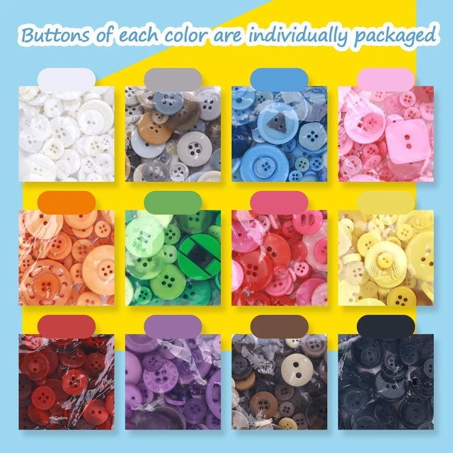 Alt view image 3 of 7 - 1500pcs Mixed Size Round Resin Buttons, 12 Color Assorted Craft Buttons Set | Assorted Sizes for Manual Painting, Sensory Play, School Projects, DIY Ornaments, Craft Charms